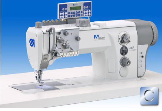 1-2.png Dürkopp Adler 867 M-Type Single or Double Needle Flat Bed Lockstitch Sewing Machine with Bottom Feed, Needle Feed and Alternating Top Feed for Medium to Heavy-Duty Materials
