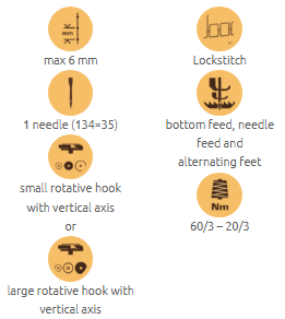 1-28.png Cometa VCA 40 01 post bed, bottom feed, needle feed and alternating feet sewing machine with height adjustment up to 9 mm. Lockstitch, vertical hook.