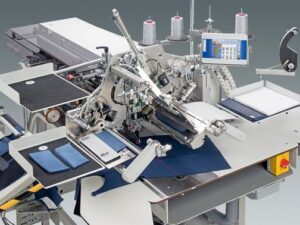 Durkopp Adler 756 F – Sewing unit for runstitching straight and slanted pocket openings with fully automatic feeding device and pattern matching