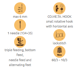 1-41.png Cometa VCA 40 02 XXS H600 Super high post bed, bottom feed, needle feed and alternating feet sewing machine with height adjustment up to 9 mm