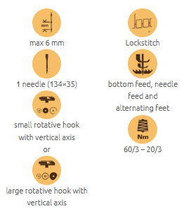 1-45.png Cometa VCA 40 01 – H600 High post bed, bottom feed, needle feed and alternating feet sewing machine with height adjustment up to 9 mm. Lockstitch, vertical hook.