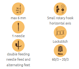 1-50.png VBO XXS DOUBLE FEEDING Single needle lockstich sewing machine with oscillating arm and XXS post bed