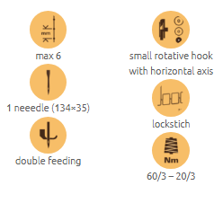 1-51.png Cometa VBO XXS MINI H 270 Double feeding, single needle lockstich sewing machine with oscillating arm and XXS mini post bed