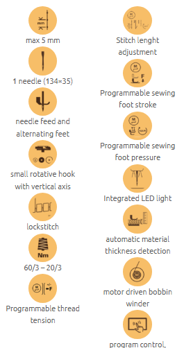 1-56.png VBG XXS SMALL EVO DELTA One needle, double feed lockstitch sewing machine with 360° vertical axis rotating arm