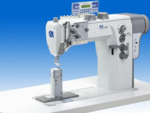 Durkopp Adler 868 M-Type single or double needle post-bed lockstitch sewing machine with bottom feed, needle feed and alternating top feed for medium-heavy duty materials.