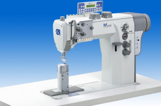 1-6.png Durkopp Adler 868 M-Type single or double needle post-bed lockstitch sewing machine with bottom feed, needle feed and alternating top feed for medium-heavy duty materials.