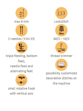 1-66.png Cometa SPO 869 2 NEEDLES FOR DECORATIVE STITCHES 2-Needles Cylinder arm, lockstitch sewing machine, with triple feed