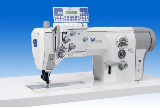 1.png Durkopp Adler 887 M-TYPE One or two needle flatbed machine with triple feed - wheel feed, needle feed and driven roller presser for light and medium-heavy materials