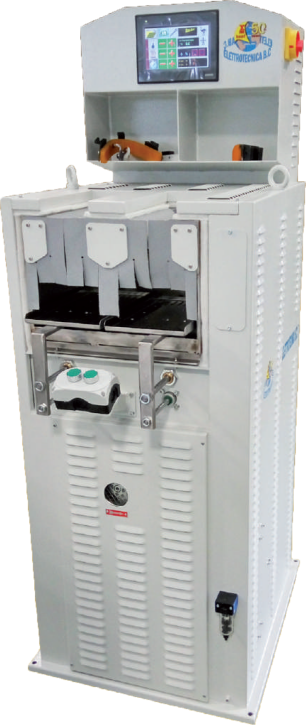 241TS_K_1.png Elettrotecnica BC Mod 241TS/K Machine at 2 stations programmable with touchscreen for humidifying the complete upper and reactivating toe-cap and counter before lasting operation