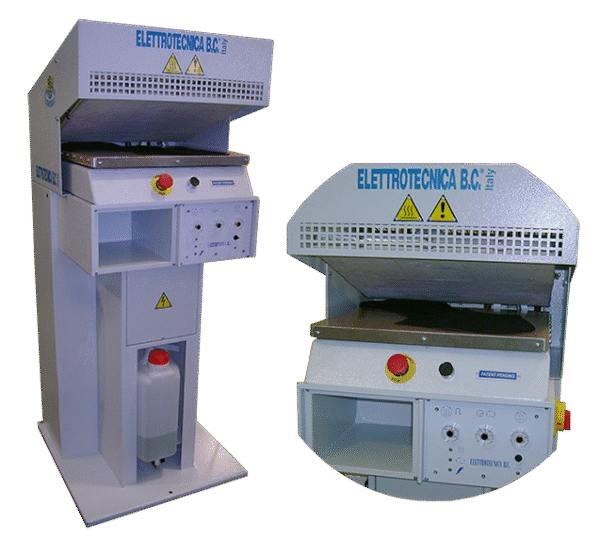 383.png Elettrotecnica BC Mod 383 Humidifying machine with self-adapting plate equipped with direct injection system of steam onto leather