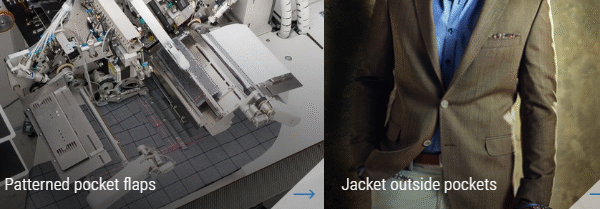 Durkopp Adler 756 F – Sewing unit for runstitching straight and slanted pocket openings with fully automatic feeding device and pattern matching