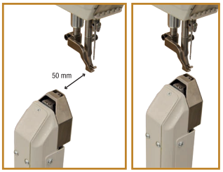 5-7.png Cometa VCA 40 02 CS ES High Extra small Post bed with a sliding column, single needle machine, bottom feed, needle feed and alternating feet, with foot stroke adjustable up to 9mm