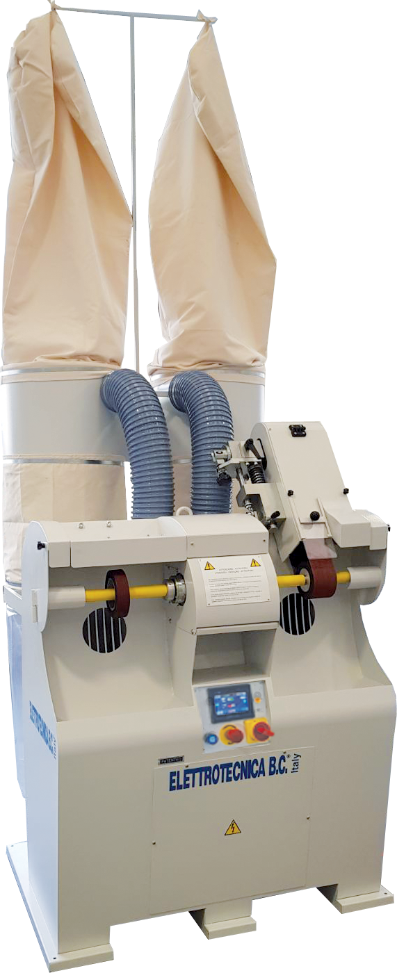 88N_TS.png Elettrotecnica BC Mod 88N TS Dry antifire sanding soundproof machine at 2 stations pad/ribbon, 4.0 system and touchscreen