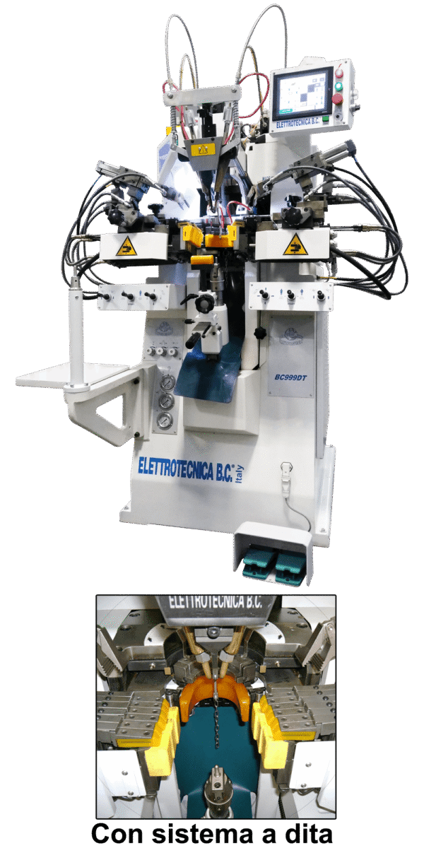 999DT.png Elettrotecnica BC Mod 999 DT Heel and side lasting machine with fingers groups, programmed with thermoplastic
