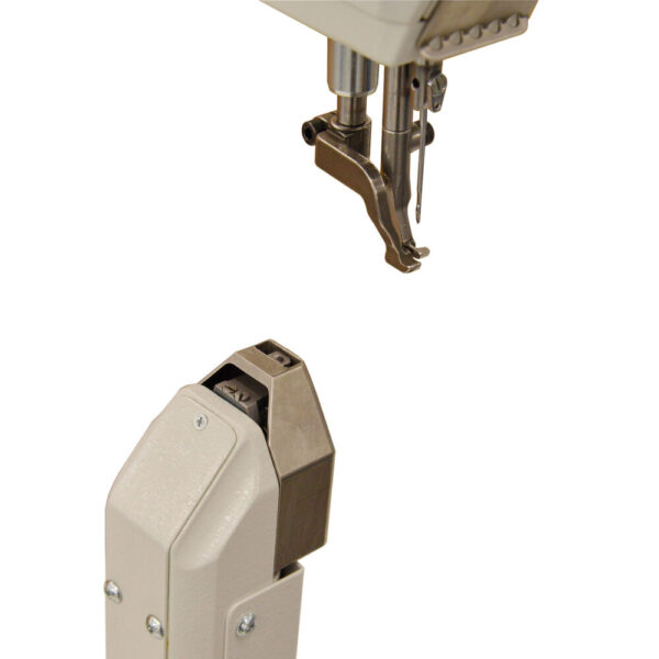 PARTICOLARE_aperto_1000x1000-2.jpg Cometa VCA 40 02 CS ES High Extra small Post bed with a sliding column, single needle machine, bottom feed, needle feed and alternating feet, with foot stroke adjustable up to 9mm