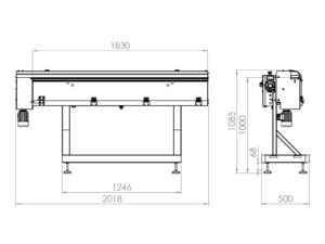 Galli GATE U Unloader with internal area to collect belts and shoulderstraps, lenght 1500mm