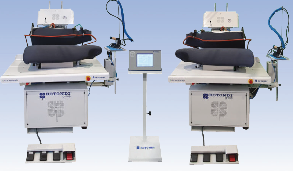1-23.png Rotondi FRV U-339 Vertical full back presses for L&R sides and back. Equipped with Leonardo computer and precision pressing device