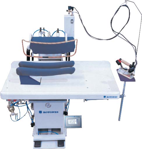 Rotondi FRV J-45DO Vertical full back press with concave bucks for forearm seam opening and final pressing