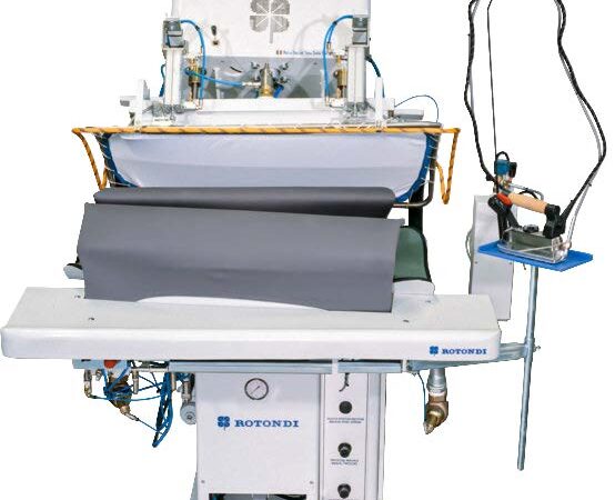 Rotondi FRV CB-103 Vertical full back press for L&R lapel rolling, double buck. Equipped with Leonardo computer and precision pressing device