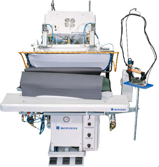 1-47.jpg Rotondi FRV CB-103 Vertical full back press for L&R lapel rolling, double buck. Equipped with Leonardo computer and precision pressing device
