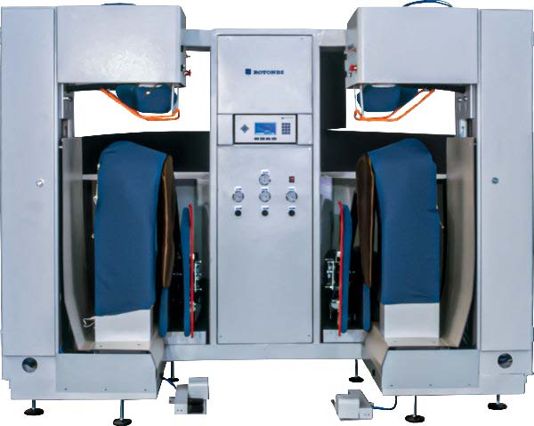 Rotondi GJ-388DO Automatic unit for L&R shoulder, sleeve and armhole creasing. Equipped with Leonardo computer and precision pressing device
