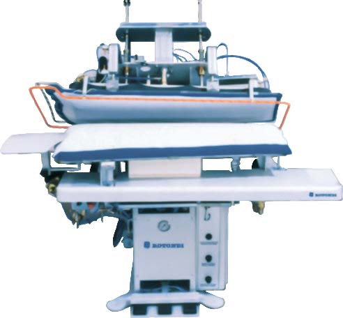Rotondi FRV E-33 Single legger press with vertical full back movement. Head divided into three steam chambers and LEONARDO computer
