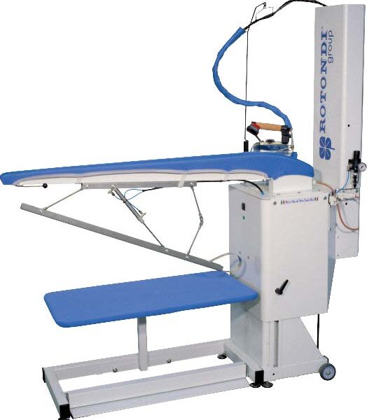 Rotondi 2001E + AR20SD Ironing table for leg seam opening with pneumatic tensioning device