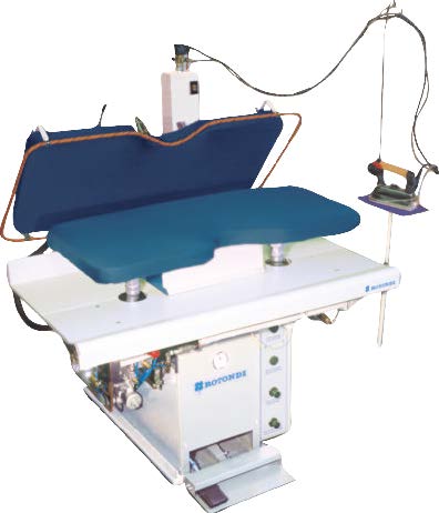 Rotondi FRV P-16 Vertical full back press for dart, side seam opening and pocket welt pressing. Equipped with Leonardo computer