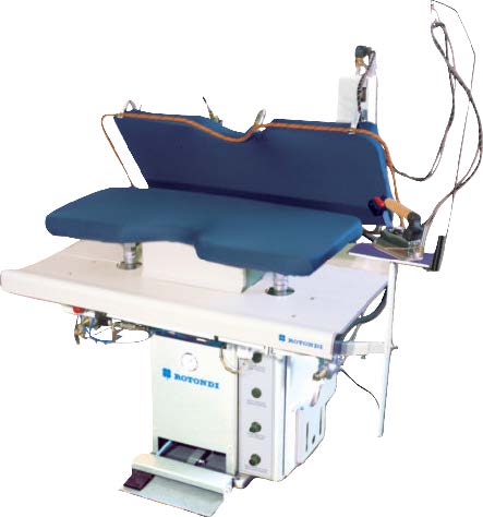 Rotondi FRV P-16 Vertical full back press for dart, side seam opening and pocket welt pressing. Equipped with Leonardo computer