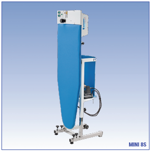 Rotondi MINI 8 - Suction or Suction & Blowing Ironing Board with folding legs for families, tailors, ateliers, and shops.