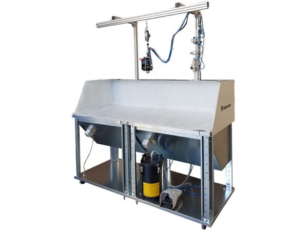INTERCOM I998 - Vacuum bench B9 spraying system S9 and tank CO Manual machine for gluing leather and fabrics