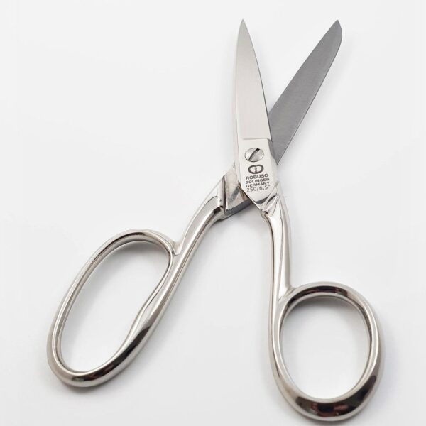 ROBUSO sewing scissors 250/E/6.5" with one long eye & nickel plated